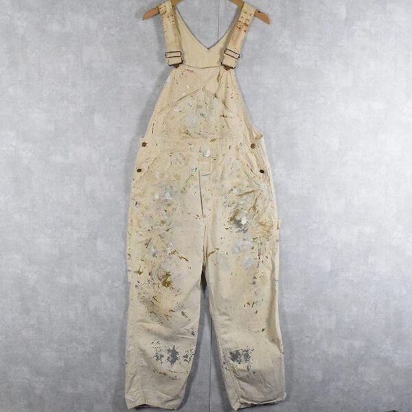 70's Lee USA製 ペンキペイント 生成りオーバーオール