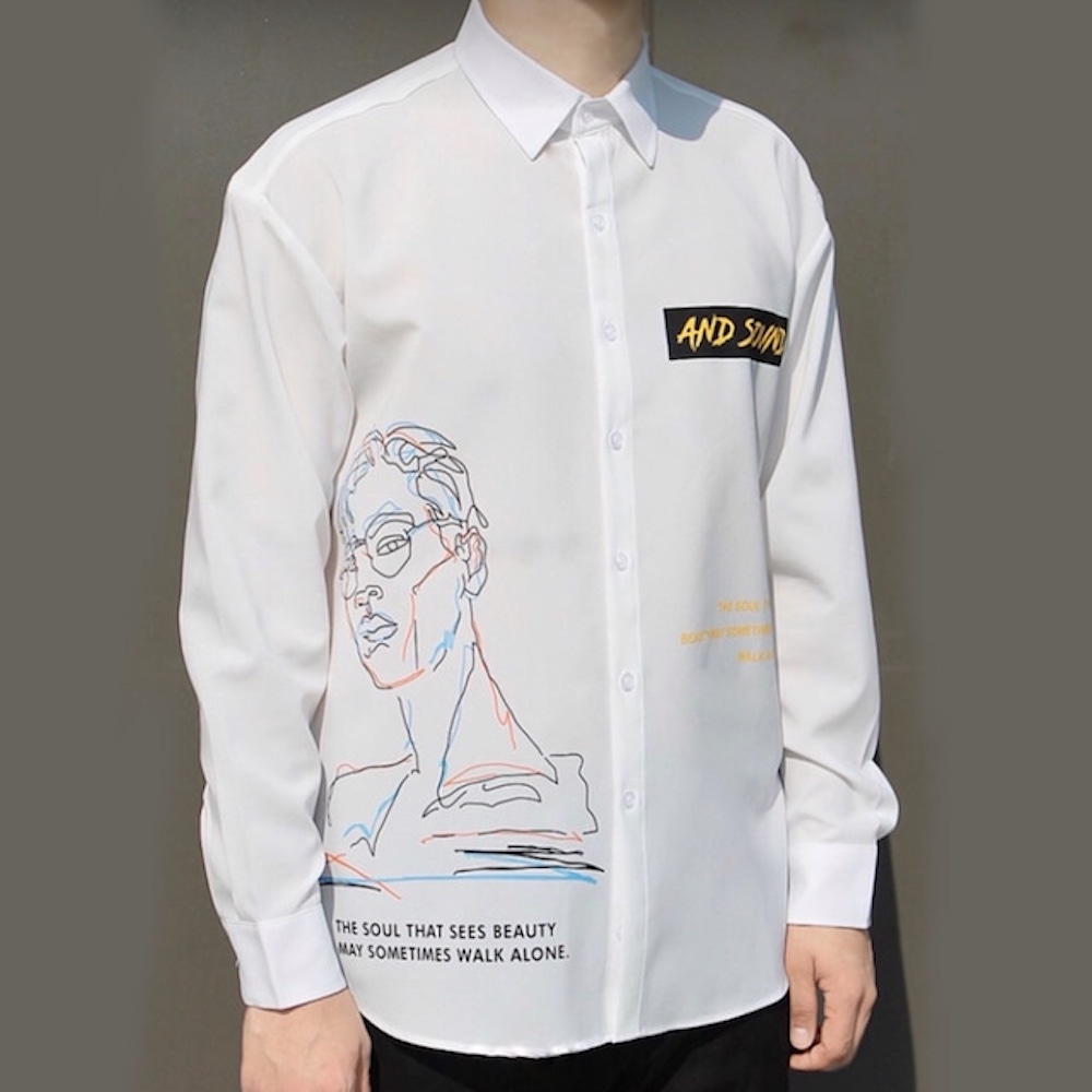 Drawing face shirts/WHITE