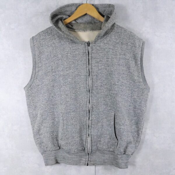 80〜90’s 裏サーマル スウェットジップパーカーベスト